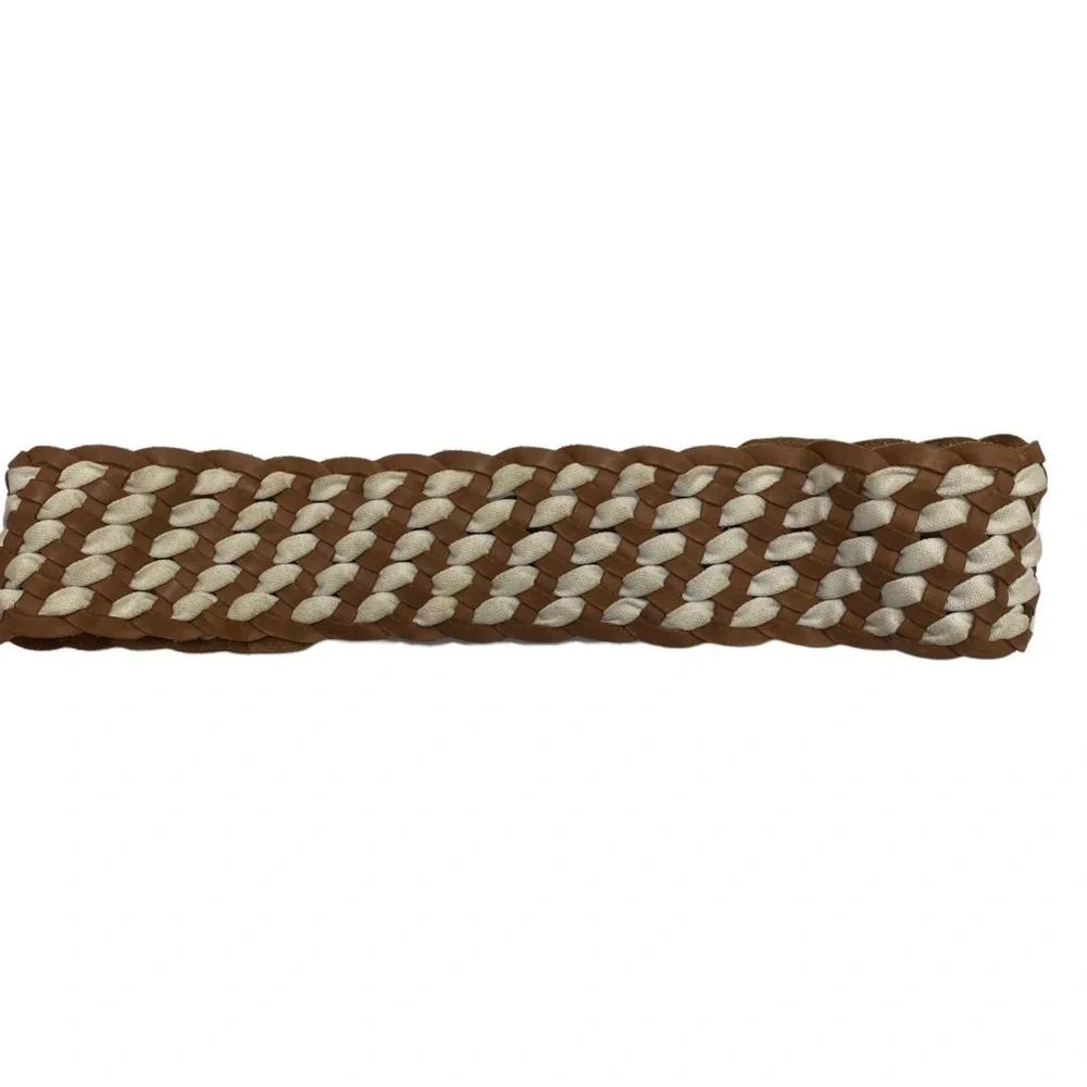 HOLLISTER Wide Leather Belt Tan Brown Boho Womens S/M